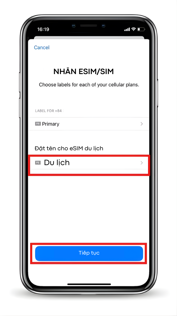 Bước 5: Đặt tên Nhãn eSIM