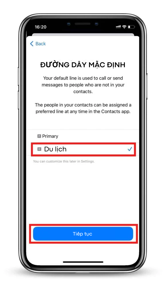 Bước 6: Cài đặt đường dây mặc định