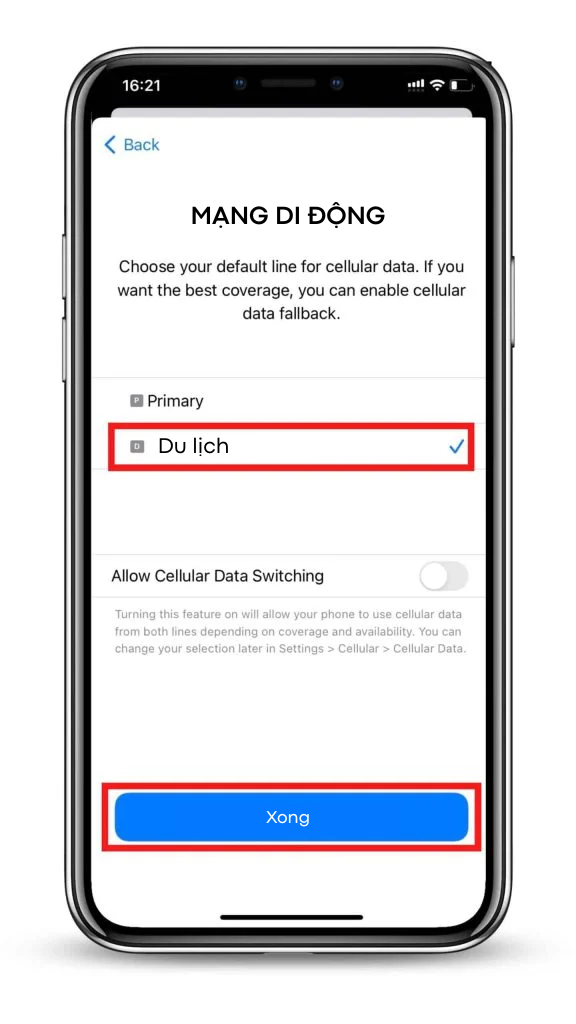 Bước 7: Đặt eSIM của bạn là đường dây mặc định